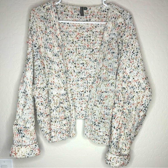 Moon Madison Sweaters - Moon & Madison Women Size M Multi Colored Open Front Boxy Cropped Cardigan